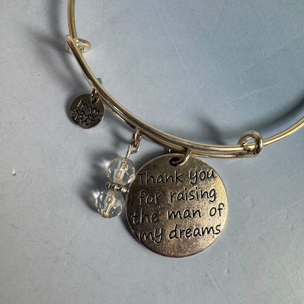 Mother-in-Law Bangle Bracelet Charm 'Thank You Raising The Man Of My Dreams' NEW